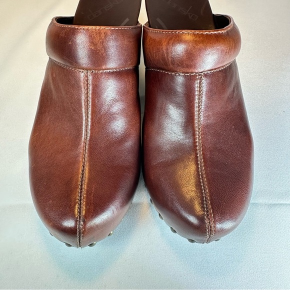 Dansko Rae Chestnut Brown Leather Studded Clogs Chunky Boho Sz 39 EU 8.5/9 US - Picture 5 of 15
